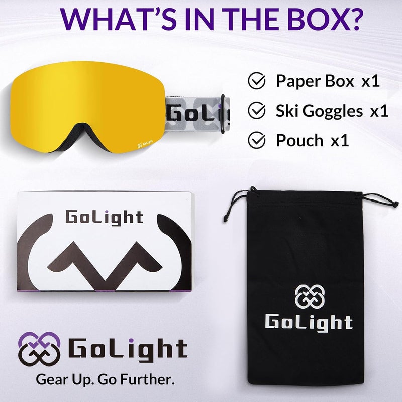 Golight XL Frameless Ski Goggles – OTG Snowboard Goggles with Anti-Fog Lens, UV400 REVO Mirror Protection for Men & Women - Image 3